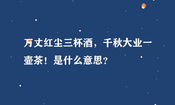 万丈红尘三杯酒，千秋大业一壶茶！是什么意思？