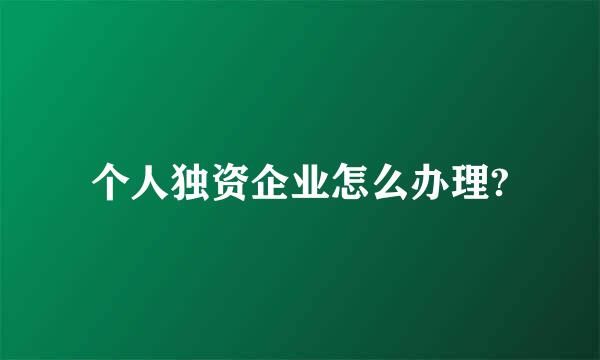 个人独资企业怎么办理?