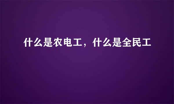 什么是农电工，什么是全民工