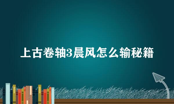 上古卷轴3晨风怎么输秘籍