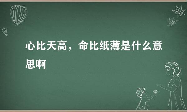 心比天高，命比纸薄是什么意思啊