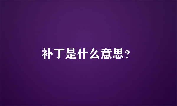 补丁是什么意思？