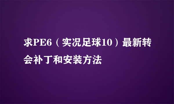 求PE6（实况足球10）最新转会补丁和安装方法