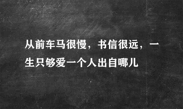 从前车马很慢，书信很远，一生只够爱一个人出自哪儿