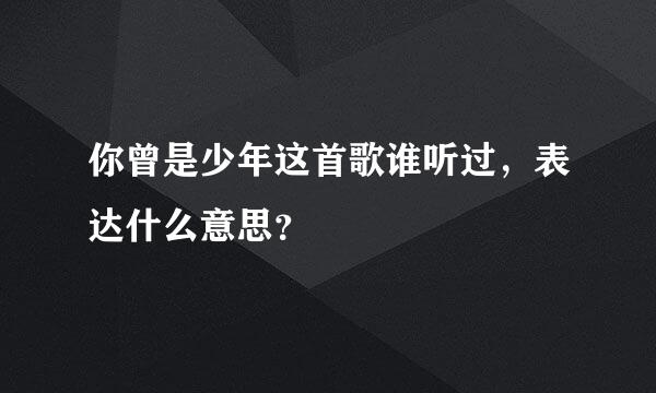 你曾是少年这首歌谁听过，表达什么意思？