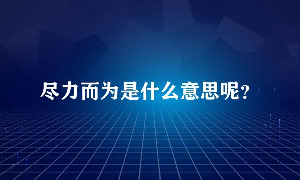 尽力而为是什么意思呢？