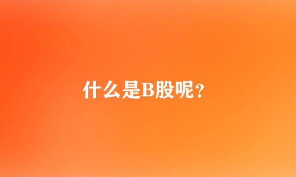 什么是B股呢？