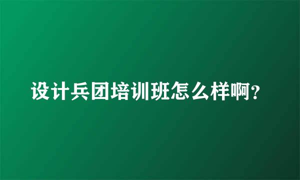 设计兵团培训班怎么样啊？