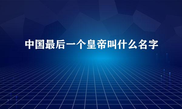 中国最后一个皇帝叫什么名字