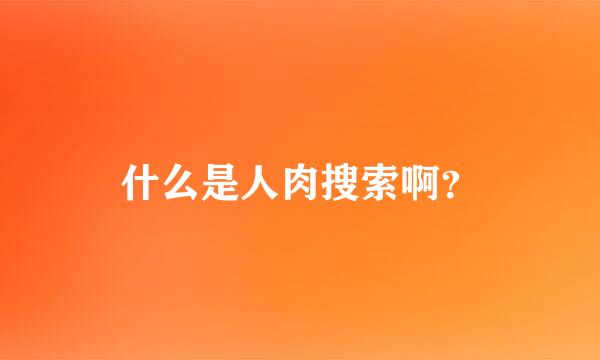 什么是人肉搜索啊？