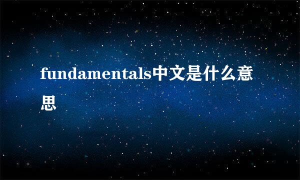 fundamentals中文是什么意思