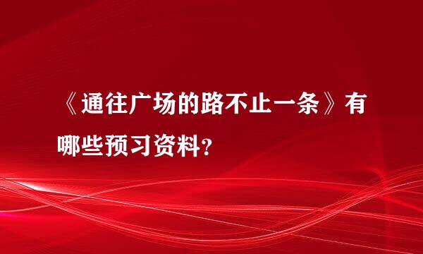 《通往广场的路不止一条》有哪些预习资料？