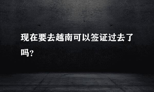 现在要去越南可以签证过去了吗？