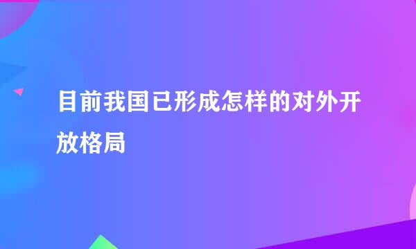 目前我国已形成怎样的对外开放格局