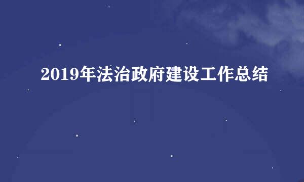 2019年法治政府建设工作总结