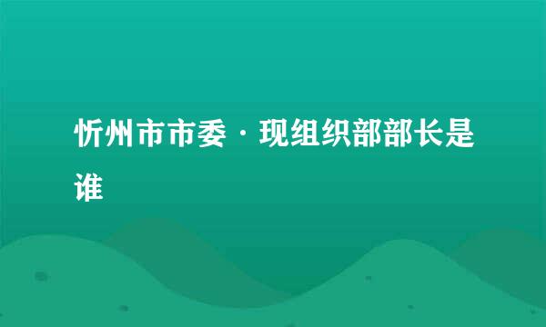 忻州市市委·现组织部部长是谁