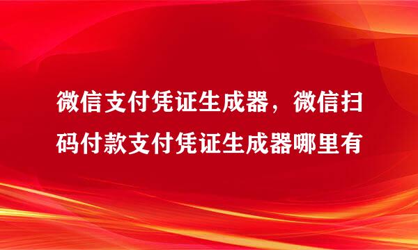 微信支付凭证生成器，微信扫码付款支付凭证生成器哪里有