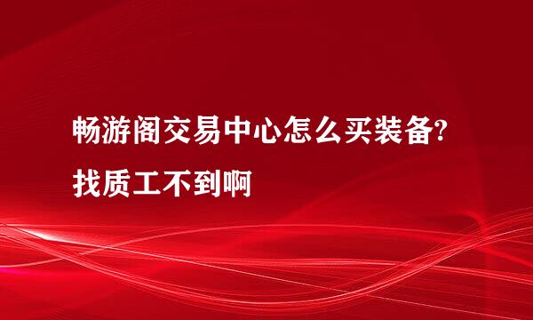 畅游阁交易中心怎么买装备?找质工不到啊