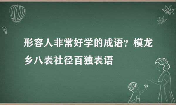 形容人非常好学的成语？模龙乡八表社径百独表语