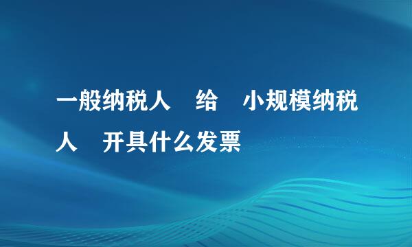 一般纳税人 给 小规模纳税人 开具什么发票