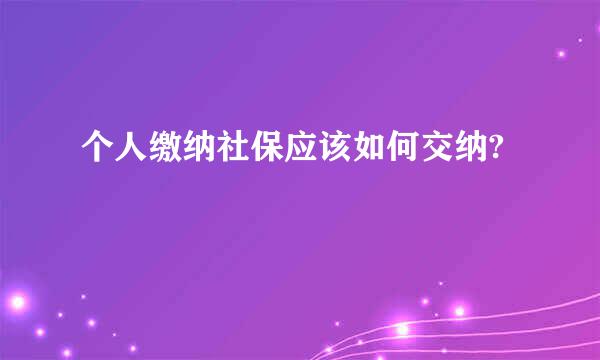 个人缴纳社保应该如何交纳?