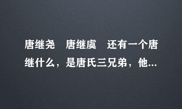 唐继尧 唐继虞 还有一个唐继什么，是唐氏三兄弟，他们三个人的排行是怎么样的？