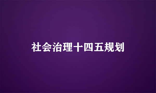 社会治理十四五规划