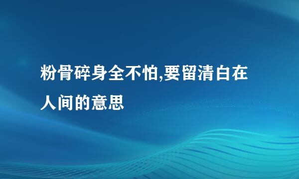 粉骨碎身全不怕,要留清白在人间的意思