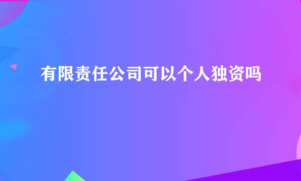 有限责任公司可以个人独资吗