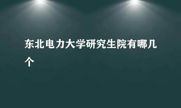 东北电力大学研究生院有哪几个