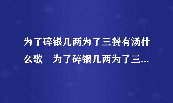 为了碎银几两为了三餐有汤什么歌 为了碎银几两为了三餐有汤完整歌词