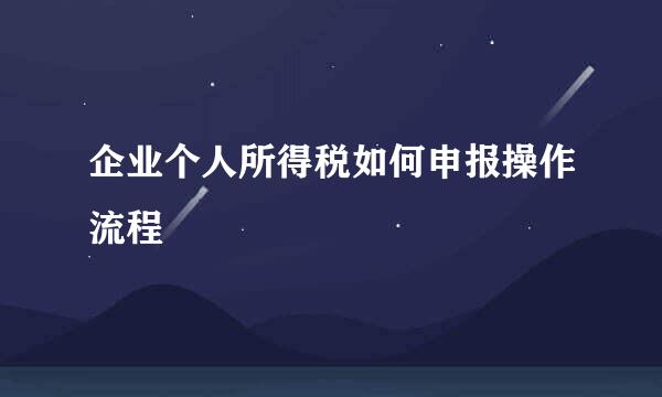 企业个人所得税如何申报操作流程