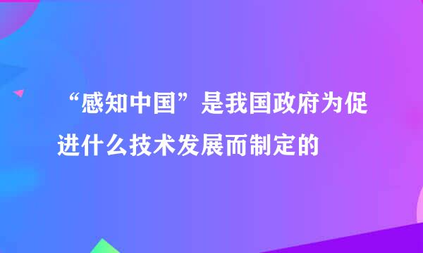 “感知中国”是我国政府为促进什么技术发展而制定的