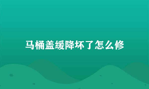 马桶盖缓降坏了怎么修