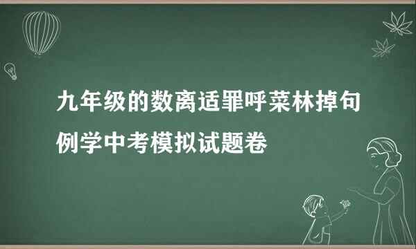 九年级的数离适罪呼菜林掉句例学中考模拟试题卷