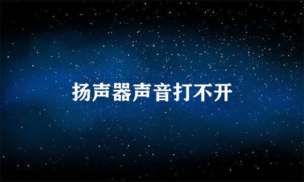 扬声器声音打不开