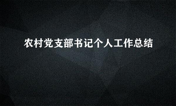 农村党支部书记个人工作总结