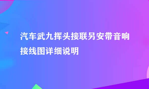 汽车武九挥头接联另安带音响接线图详细说明