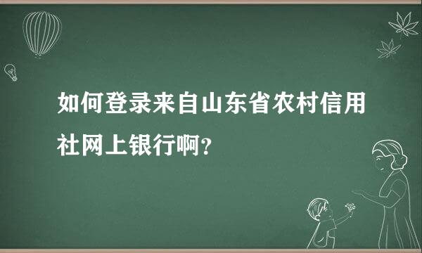 如何登录来自山东省农村信用社网上银行啊？