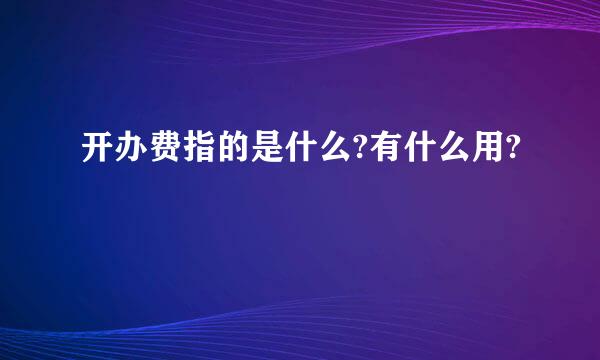 开办费指的是什么?有什么用?