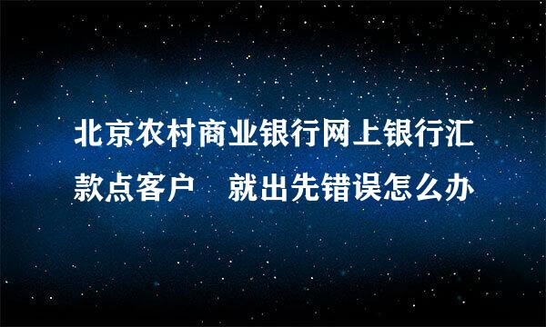 北京农村商业银行网上银行汇款点客户 就出先错误怎么办