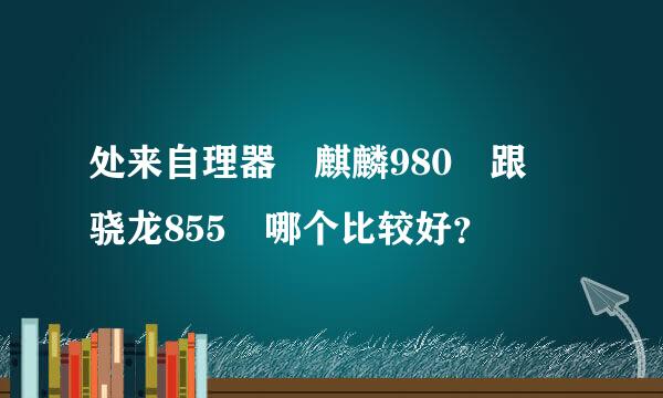 处来自理器 麒麟980 跟 骁龙855 哪个比较好？