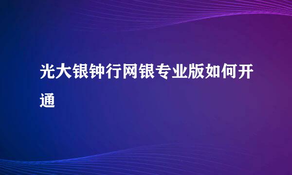 光大银钟行网银专业版如何开通