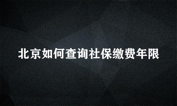 北京如何查询社保缴费年限