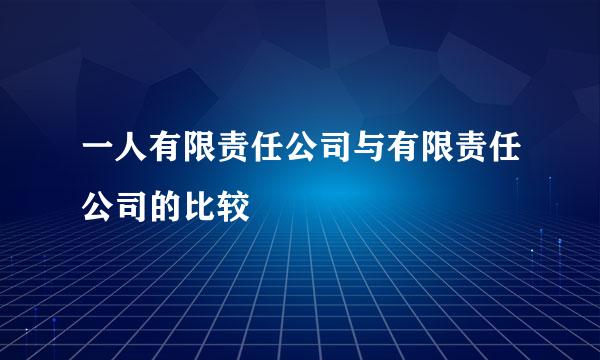 一人有限责任公司与有限责任公司的比较