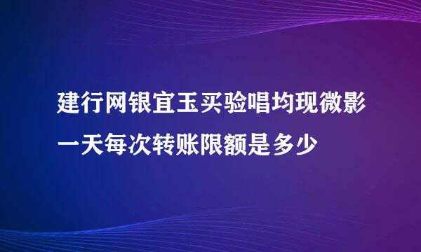 建行网银宜玉买验唱均现微影一天每次转账限额是多少