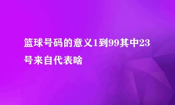 篮球号码的意义1到99其中23号来自代表啥