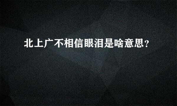 北上广不相信眼泪是啥意思？