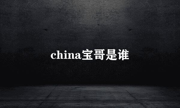 china宝哥是谁