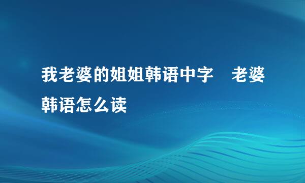 我老婆的姐姐韩语中字 老婆韩语怎么读